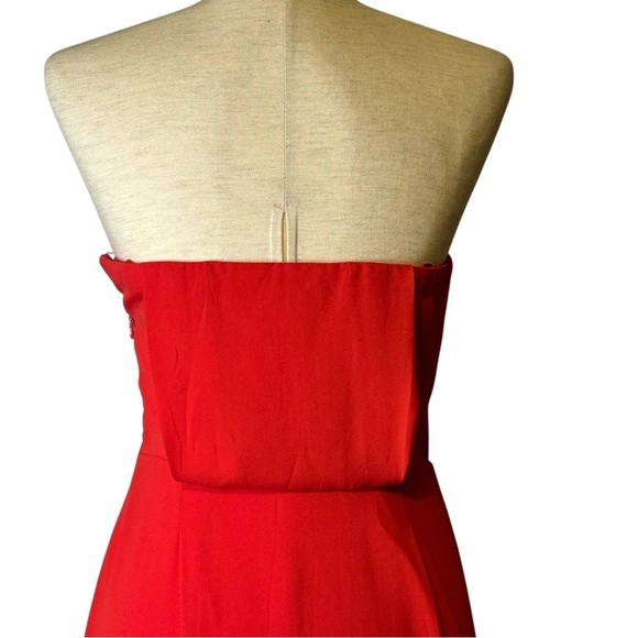 BCBGMaxAzria Jesse Ambrosia Lipstick Red Strapless Chiffon Tulip Dress 4R NWT - Picture 6 of 12